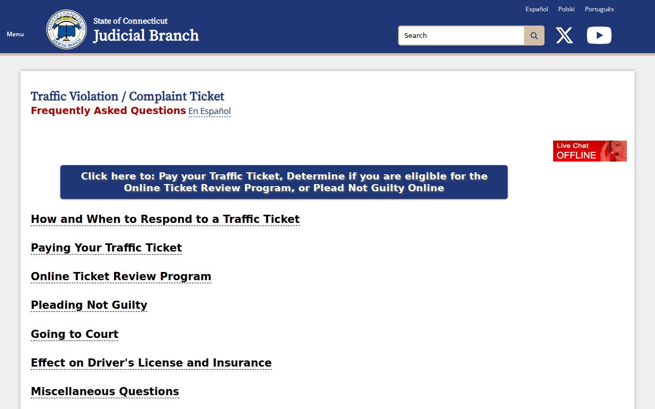 Connecticut Judicial Branch traffic guidance