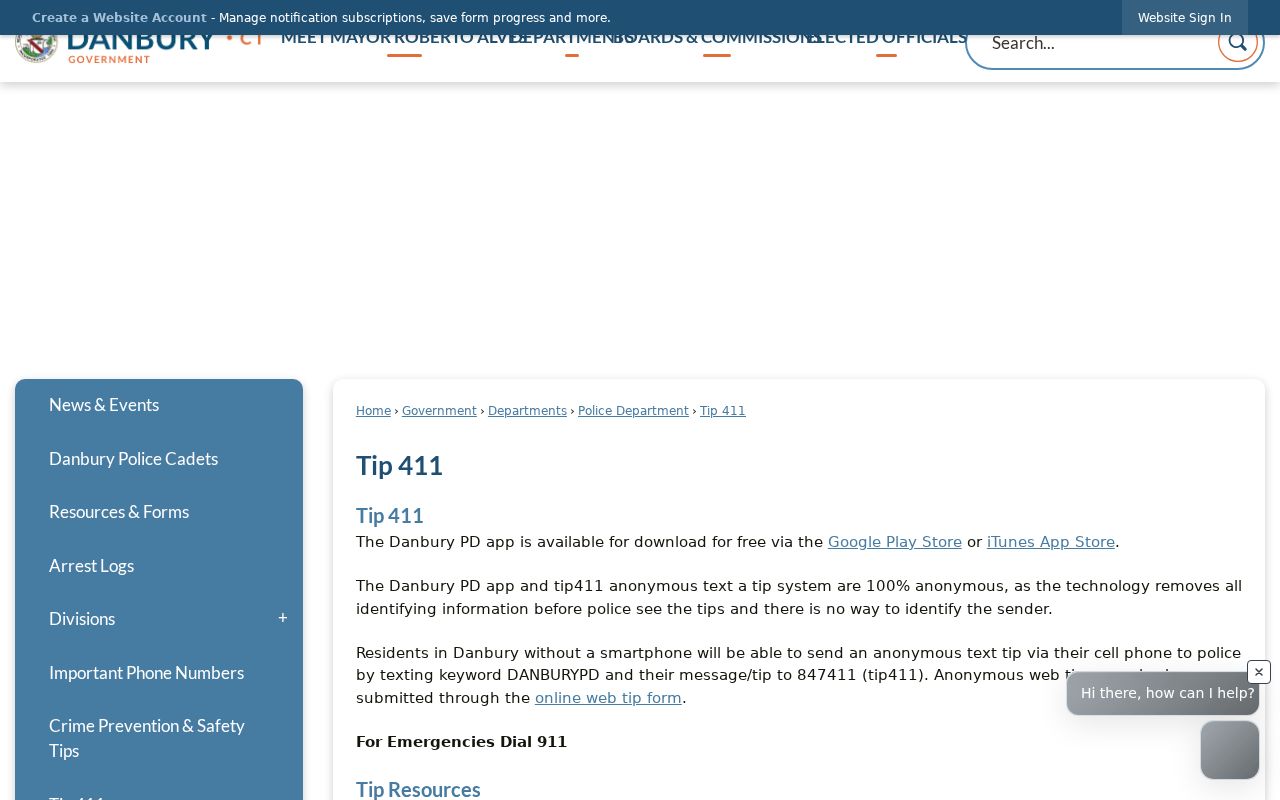 Danbury Police anonymous Tip 411 page
