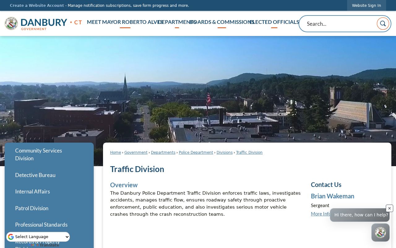 Danbury Police Traffic Division information