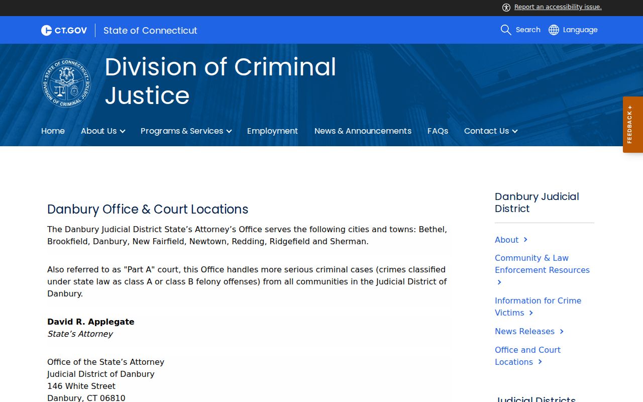 Danbury Superior Court for bench warrant questions
