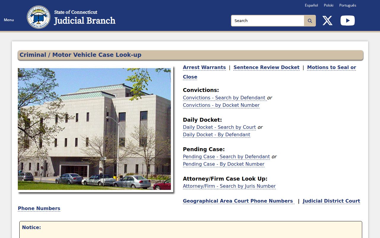 Connecticut criminal court search for Danbury arrest warrants